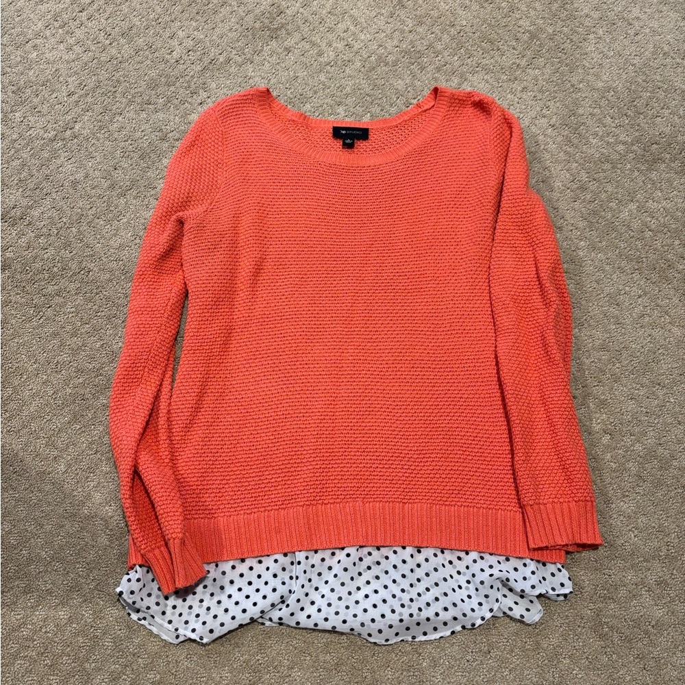 AB Studio Women’s Crewneck Sweater with Blouse Hem